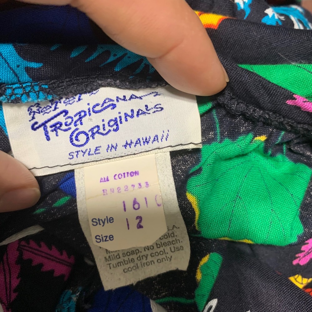 Vintage 60s Tropicana Originals Hawaiian black tropical ocean maxi dress size 12 - Picture 4 of 5